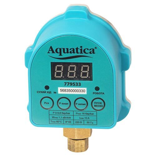 Реле тиску електр 1.1кВт Ø¼" із захистом сух ходу Aquatica 779533