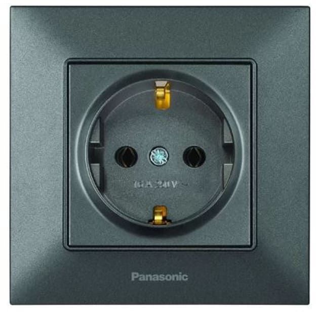 Розетка Panasonic 1вн. димчаста з/з  WNTC0202-2DG (12шт/уп)