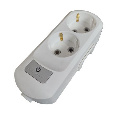 Колодка Neomax 2гн. з/з з кнопкою біла NX503200 (35шт/уп)