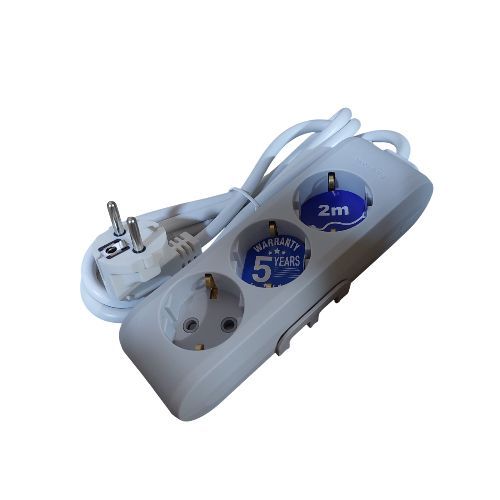 Подовжувач Panasonic 3гн. 2м з/з зі шторками сірий WLTB0432-2GR (12шт/уп)