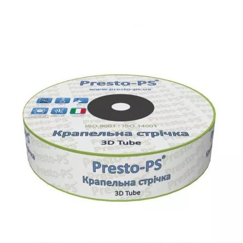 Крапельна стрічка Presto-PS 3D Tube емітер 10см, 2.7л/год" 16мм 2000м