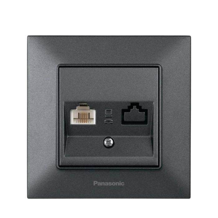 Розетка Panasonic компютерна RJ45 CAT6e димчаста WNTC0405-2DG (12шт/уп)